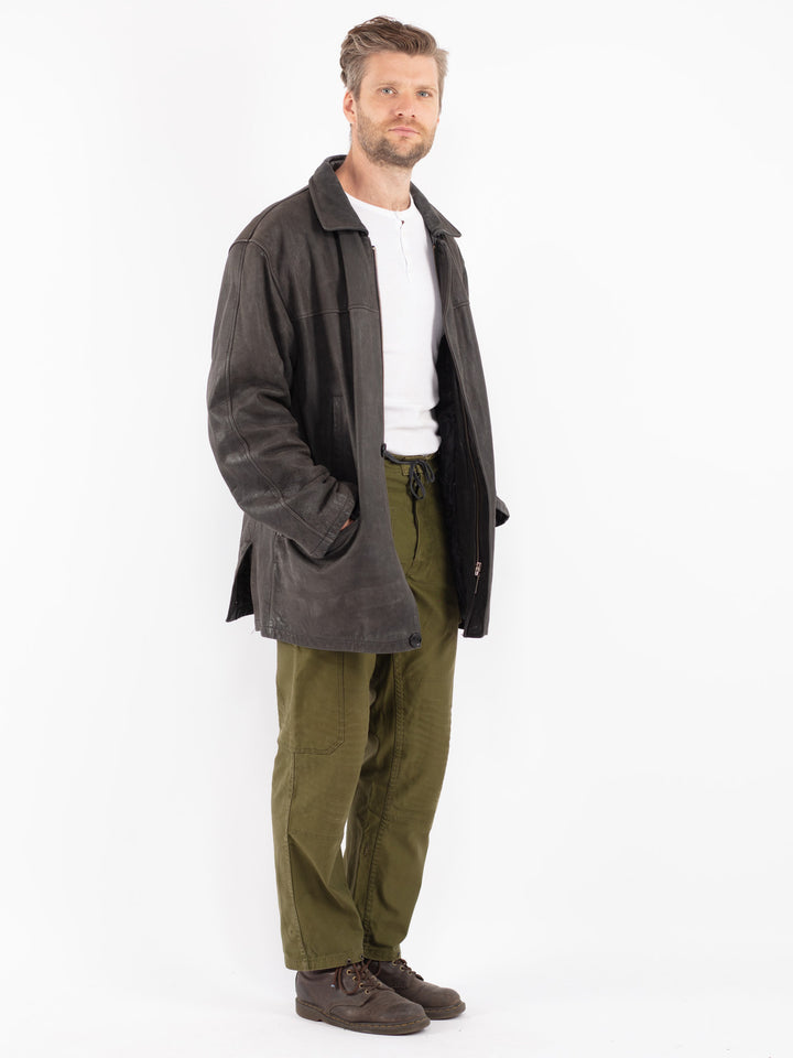 Vintage 80's Men Suede Coat in Gray