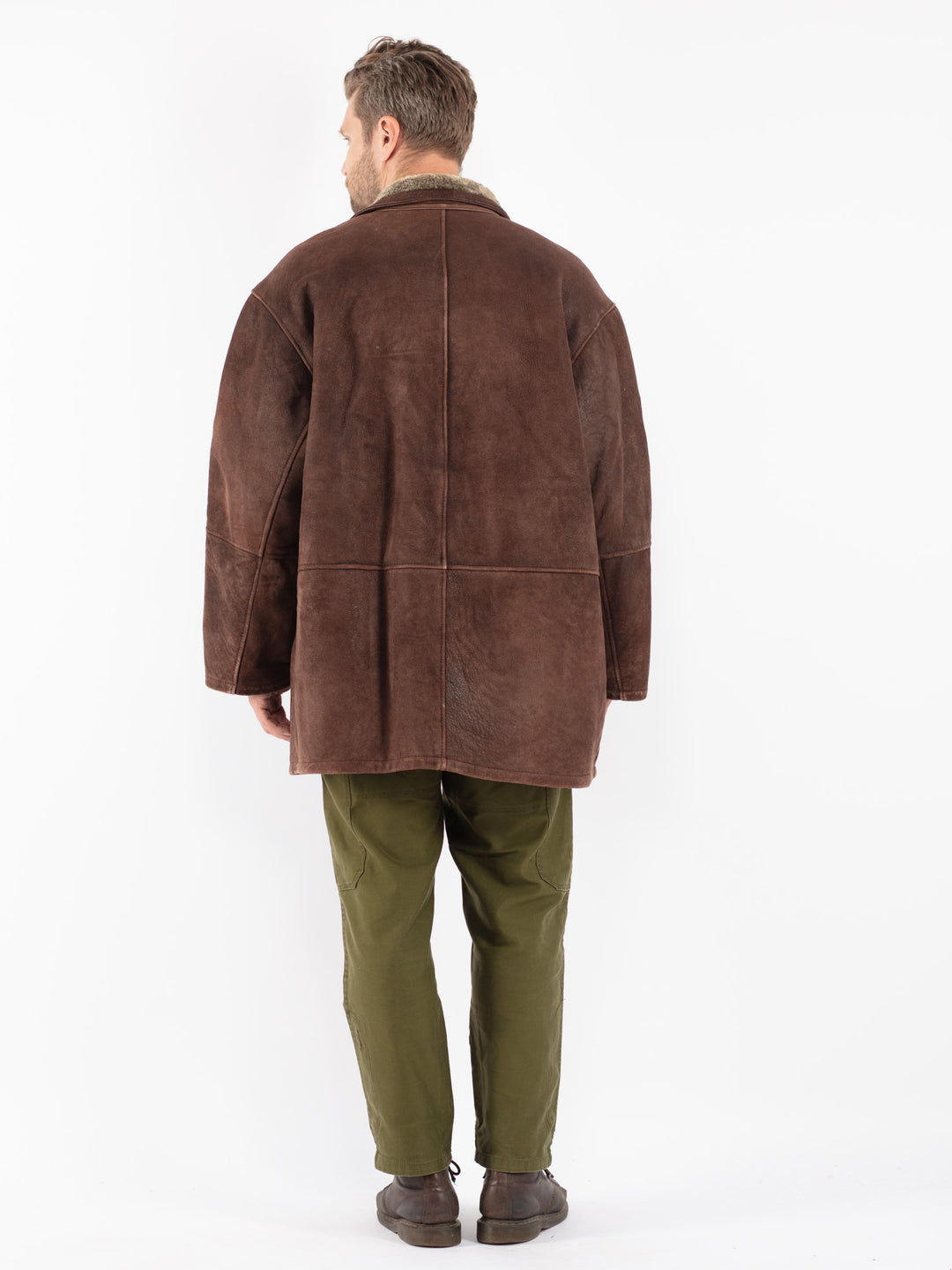 Vintage 80's Men Sheepskin Coat in Brown