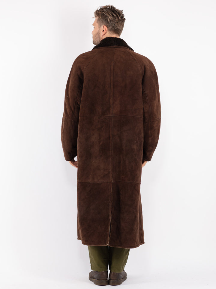 Vintage 80's Men Shearling Coat in Brown