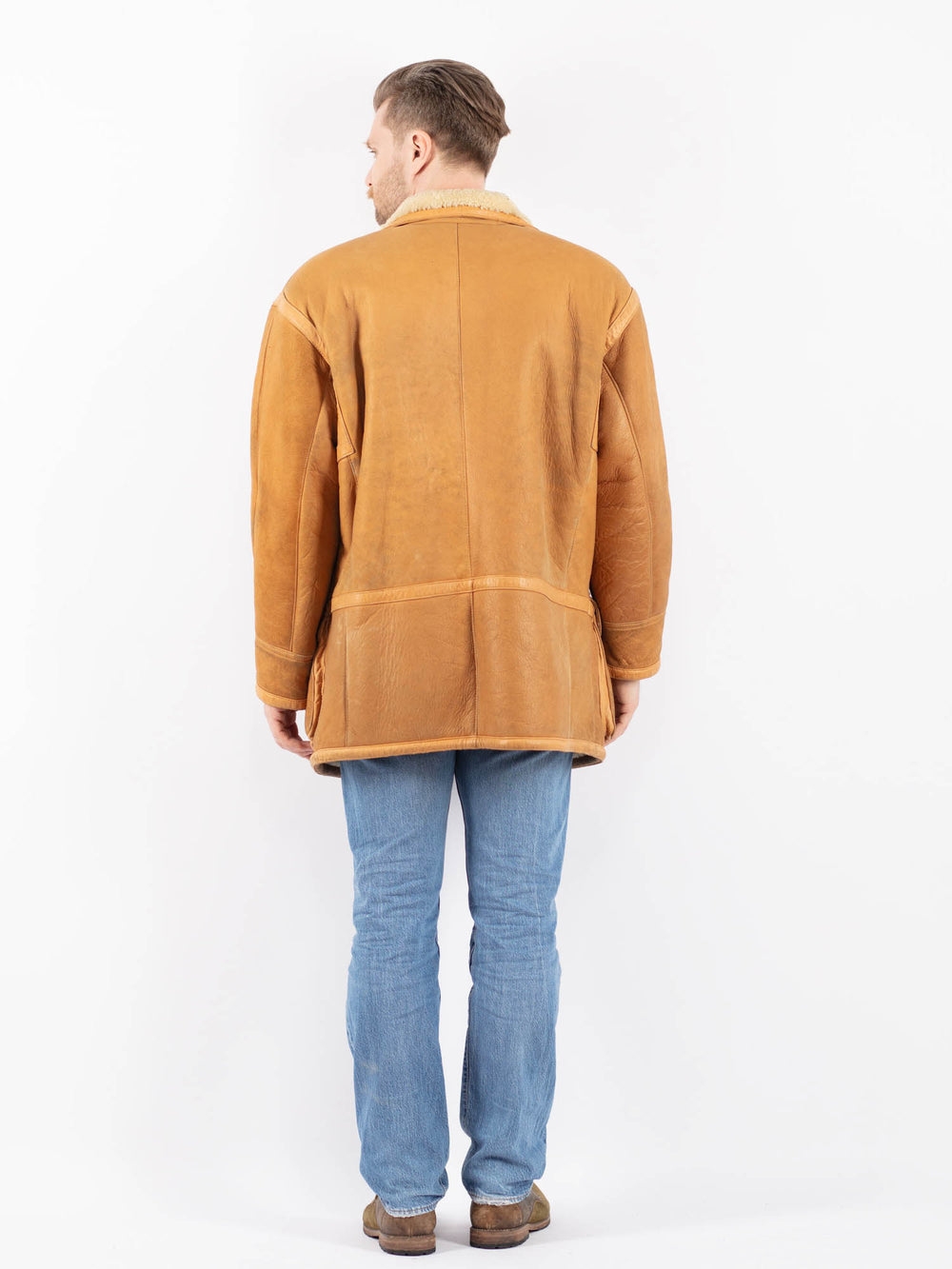 Vintage 80's Men Sheepskin Shearling in BrownZ1418