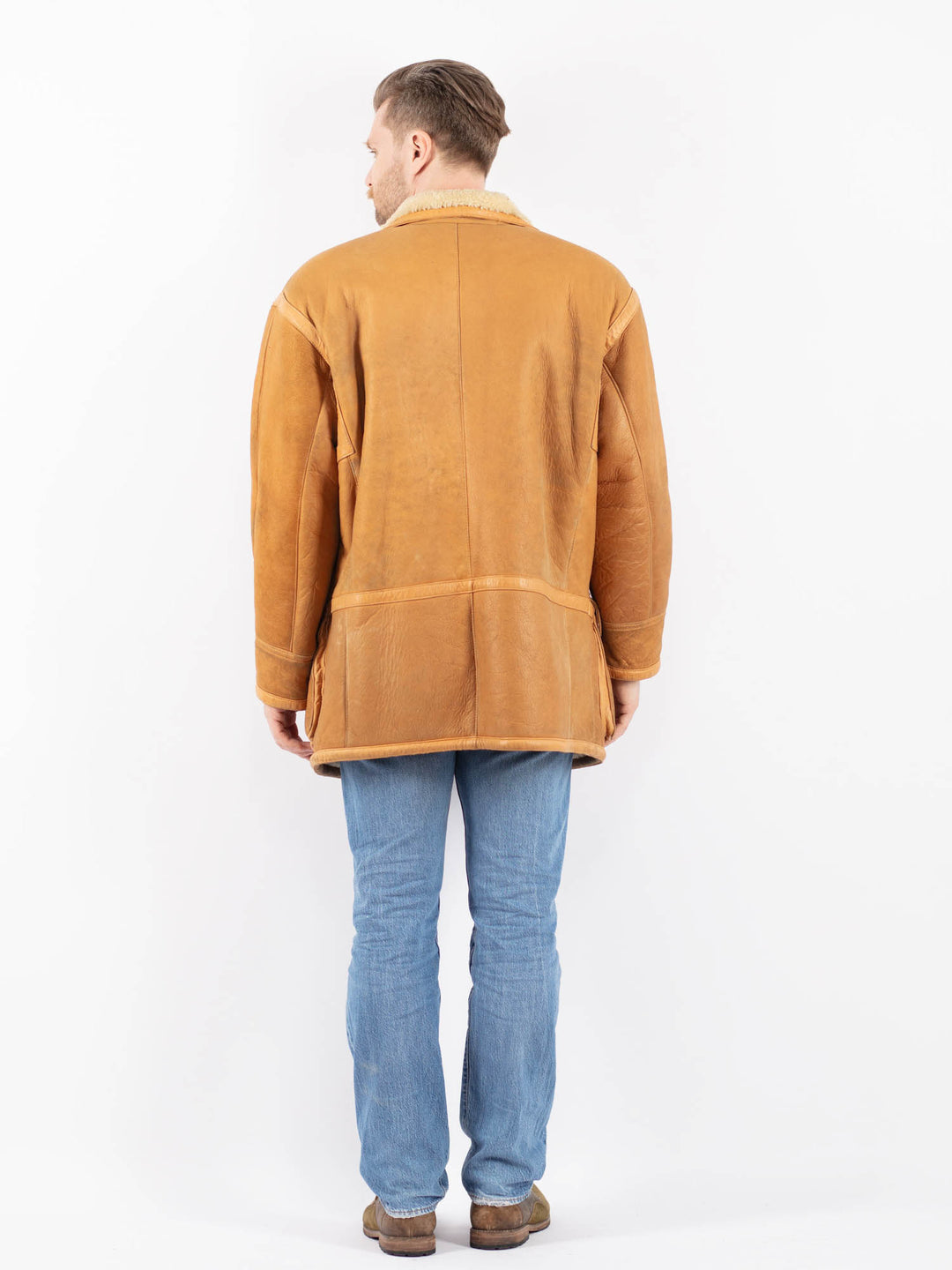 Vintage 80's Men Sheepskin Shearling in BrownZ1418