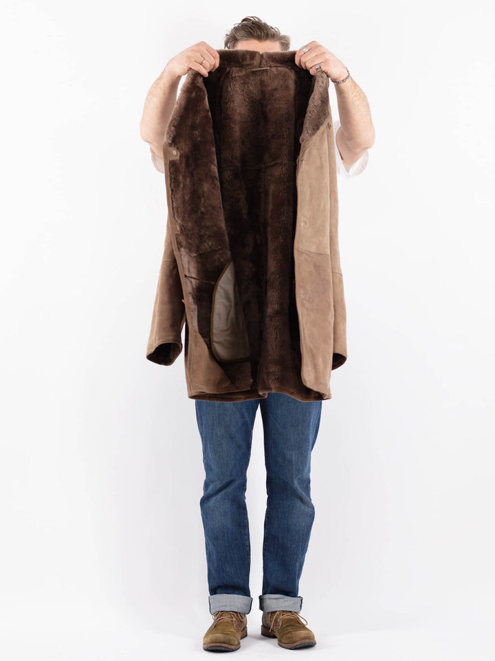 Vintage 80's Men Sheepskin Coat in BeigeZ1529