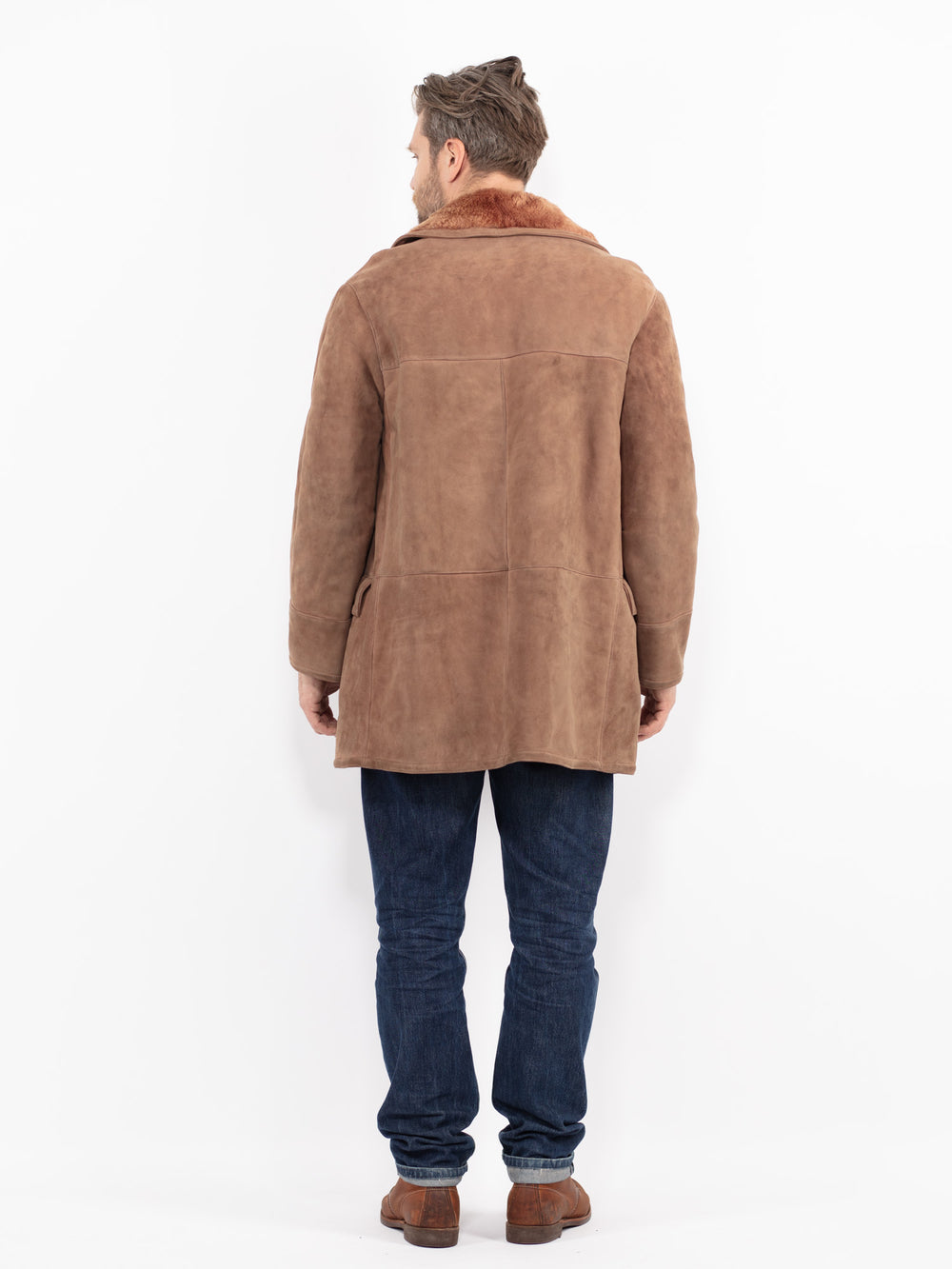 Vintage 80's Men Sheepskin Coat in BrownZ2704