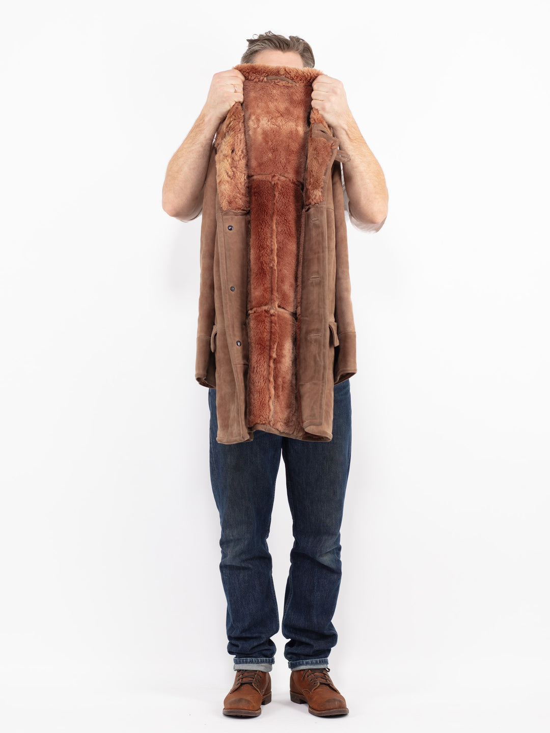 Vintage 80's Men Sheepskin Coat in BrownZ2704