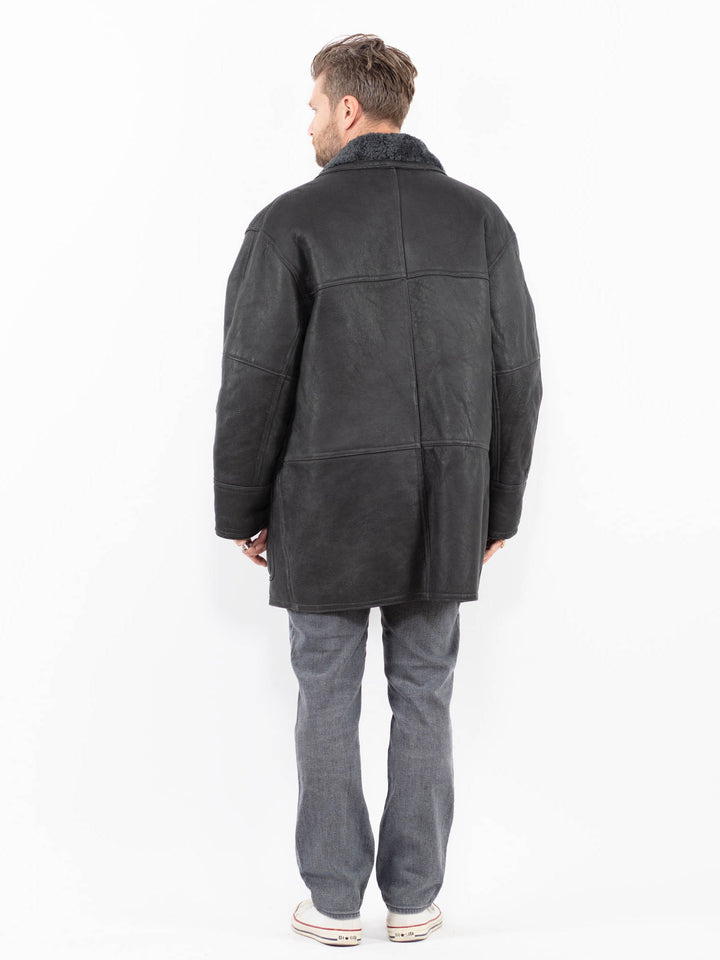 Vintage 80's Men Sheepskin Coat in GrayZ1974