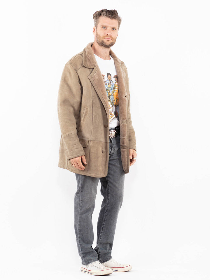 Vintage 80's Men Sheepskin Coat in BeigeZ2009