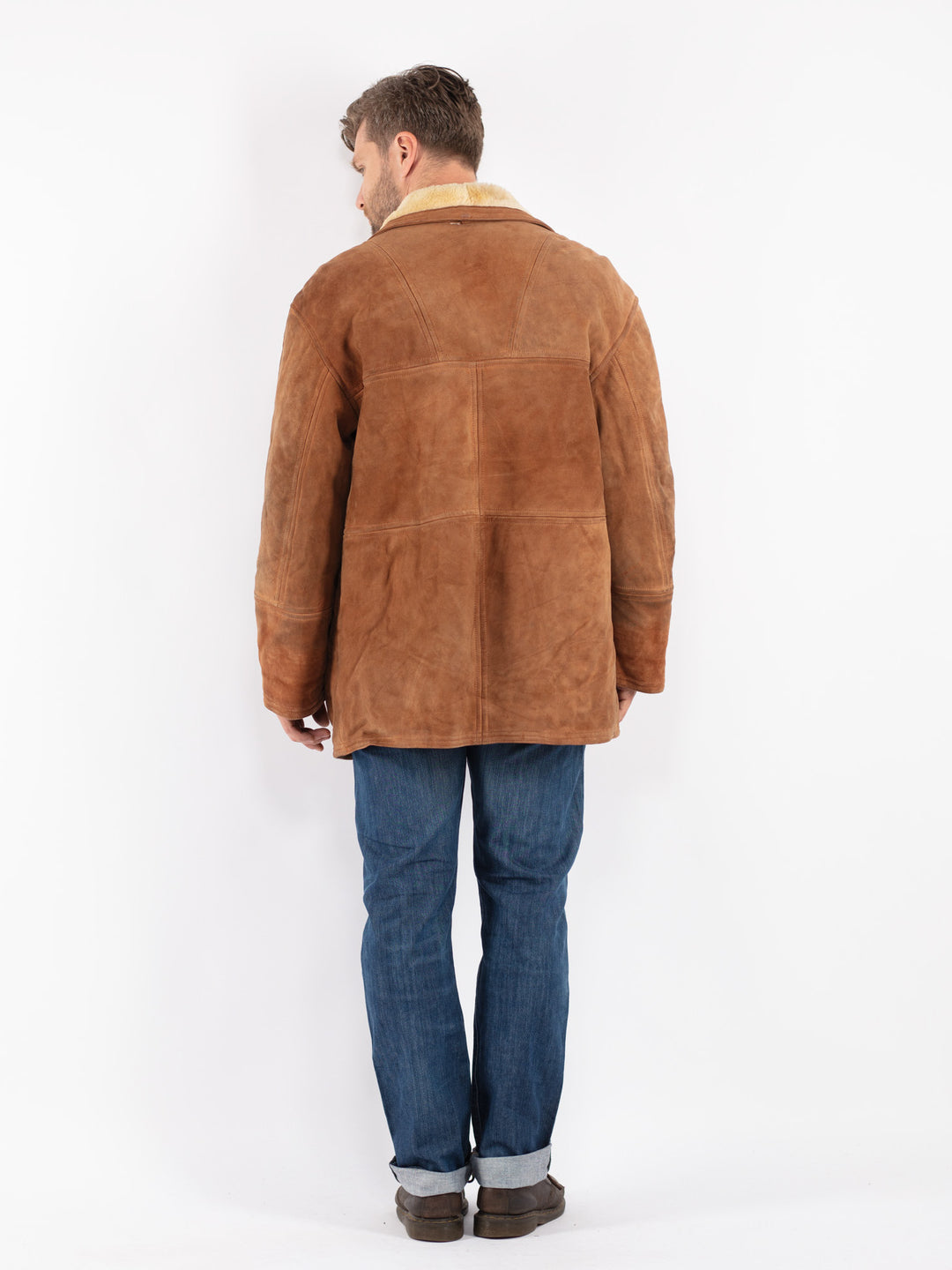 Vintage 80's Men Sheepskin Coat in Brown