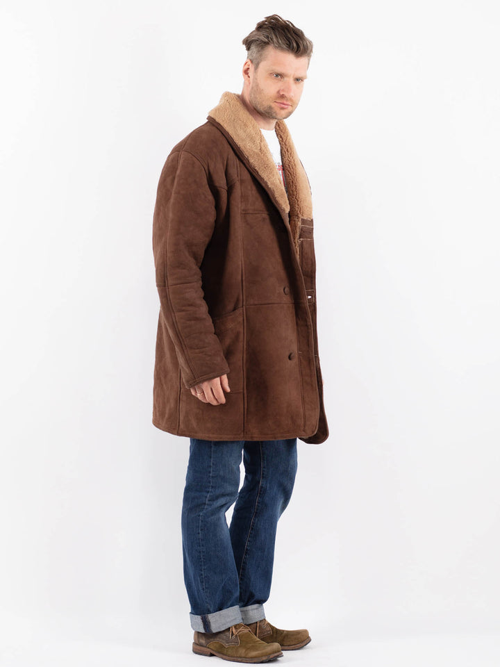 Vintage 80's Men Sheepskin Shearling in BrownZ1565