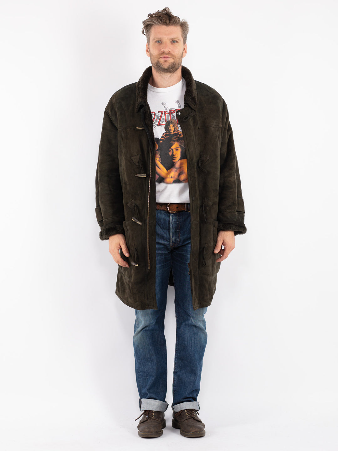Vintage 80's Men Sheepskin in Green