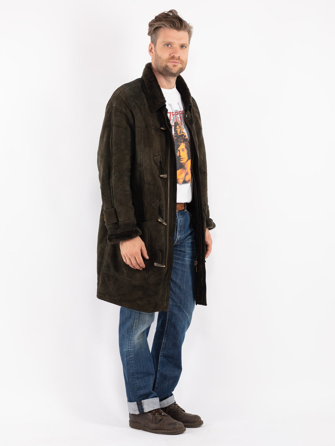 Vintage 80's Men Sheepskin in Green