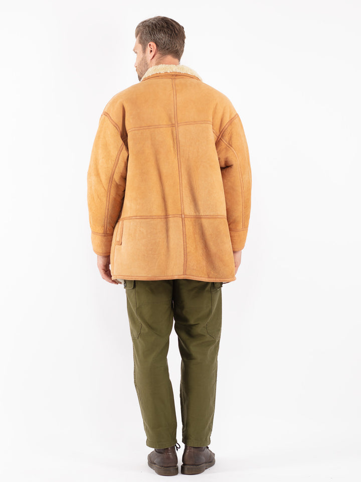 Vintage 80's Men Sheepskin Coat in Brown