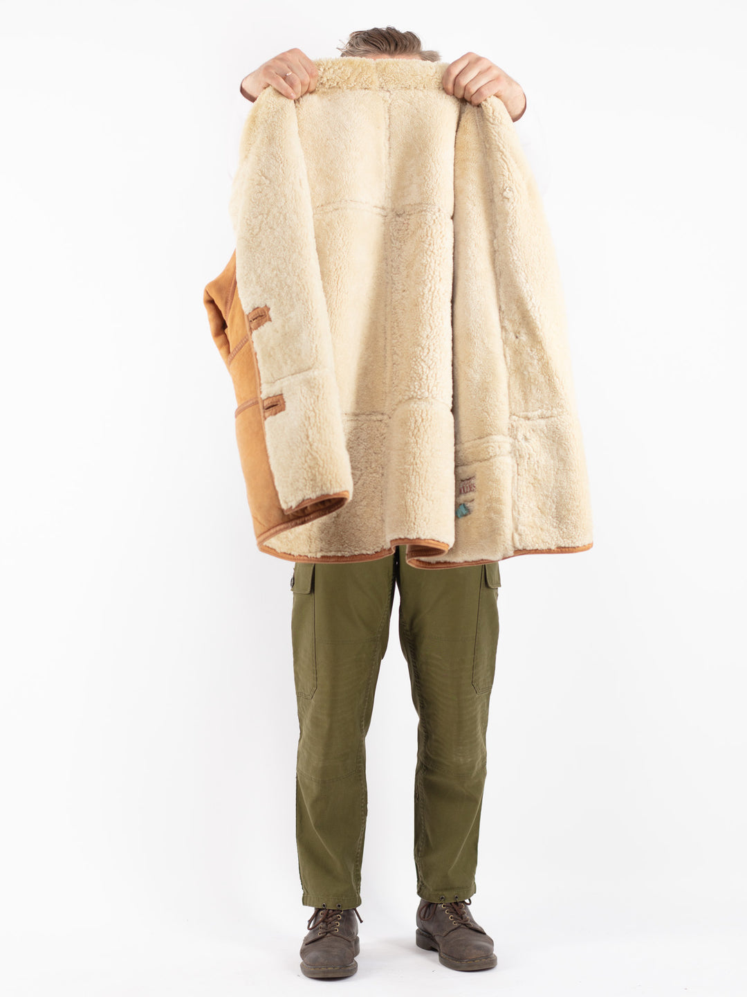 Vintage 80's Men Sheepskin Coat in Brown