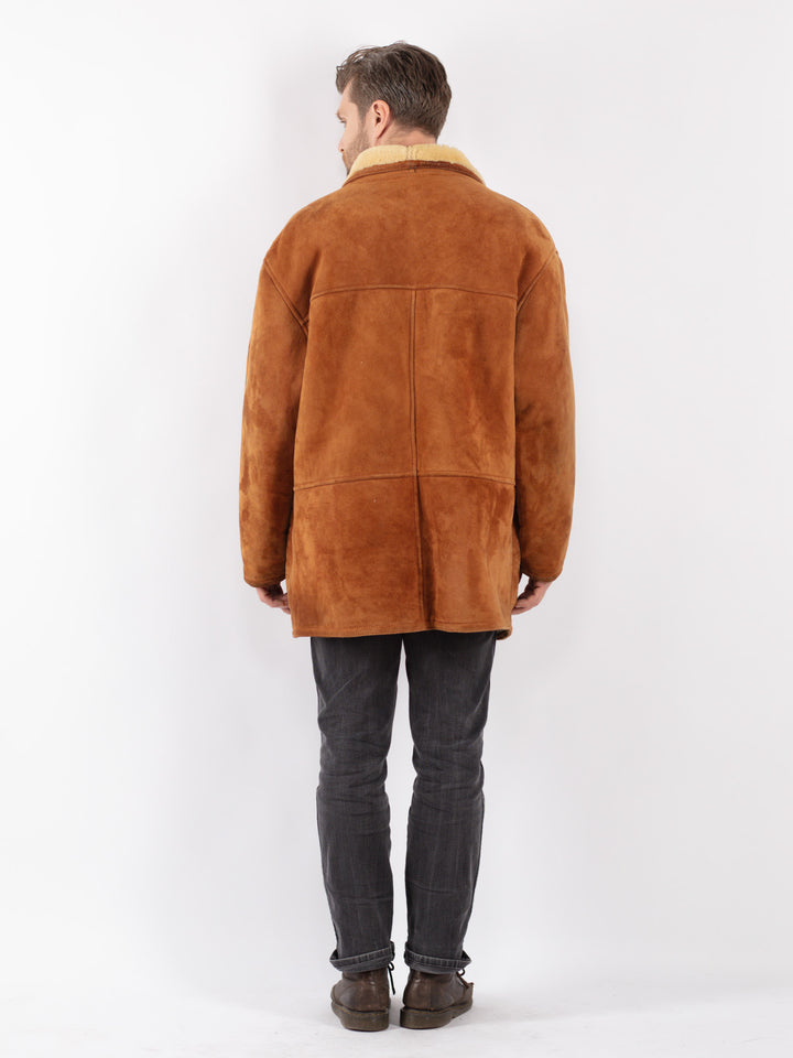 Vintage 80's Men Sheepskin Coat in Brown