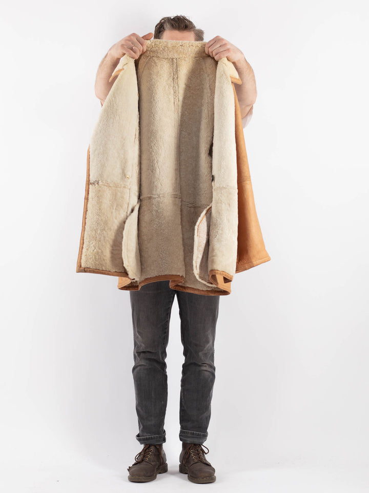 Vintage 80's Men Sheepskin Coat in BeigeZ603