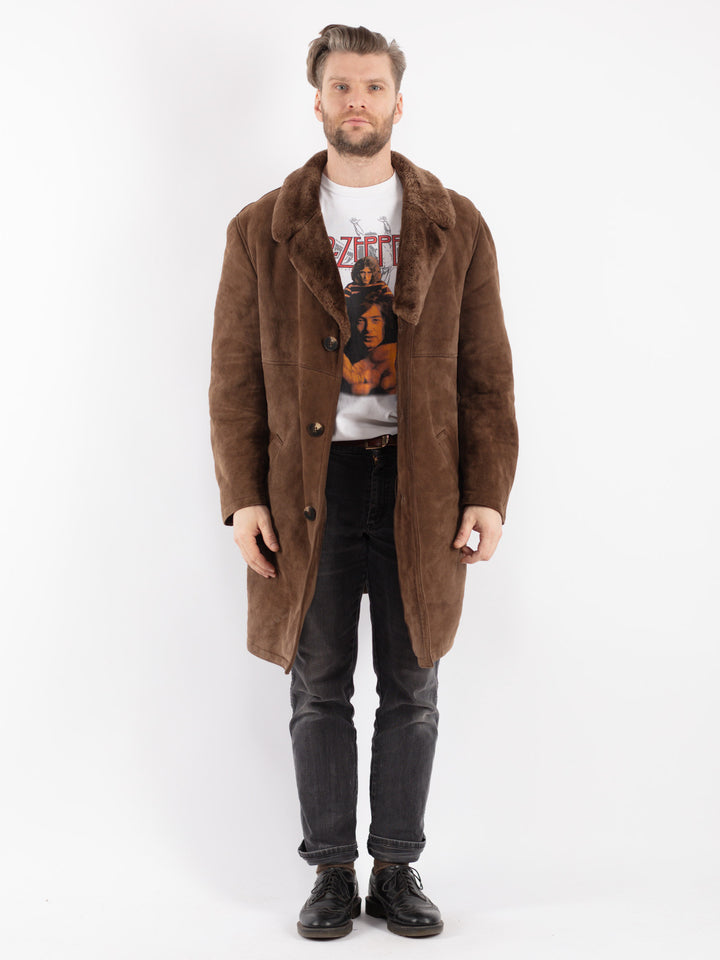 Vintage 70's Men Sheepskin Coat in Brown