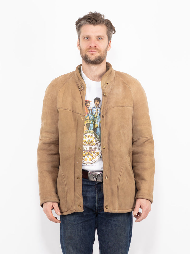 Vintage 80's Men Sheepskin Jacket in BeigeZ2736