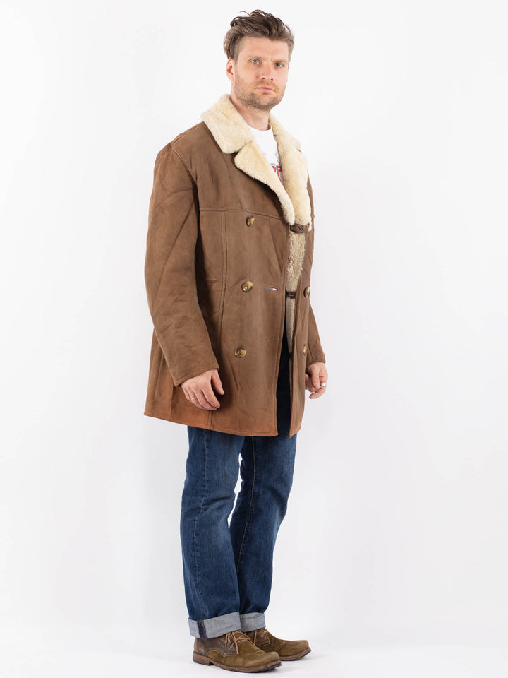 Vintage 80's Men Sheepskin Coat in BeigeZ1578