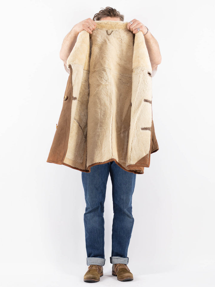 Vintage 80's Men Sheepskin Coat in BeigeZ1578