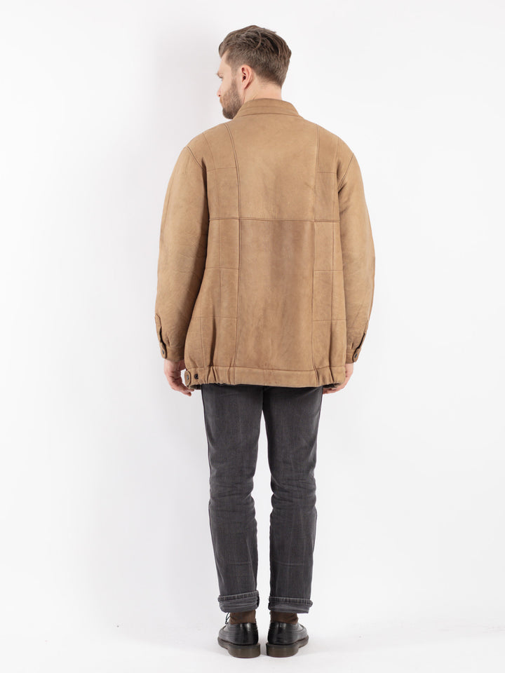 Vintage 80's Men Sheepskin Jacket in Beige