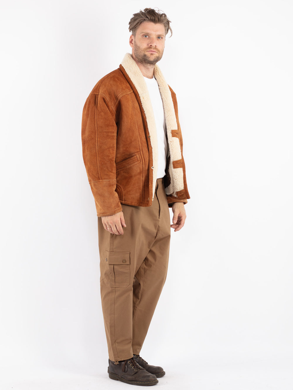 Vintage Women Shearling Jacket in Brown