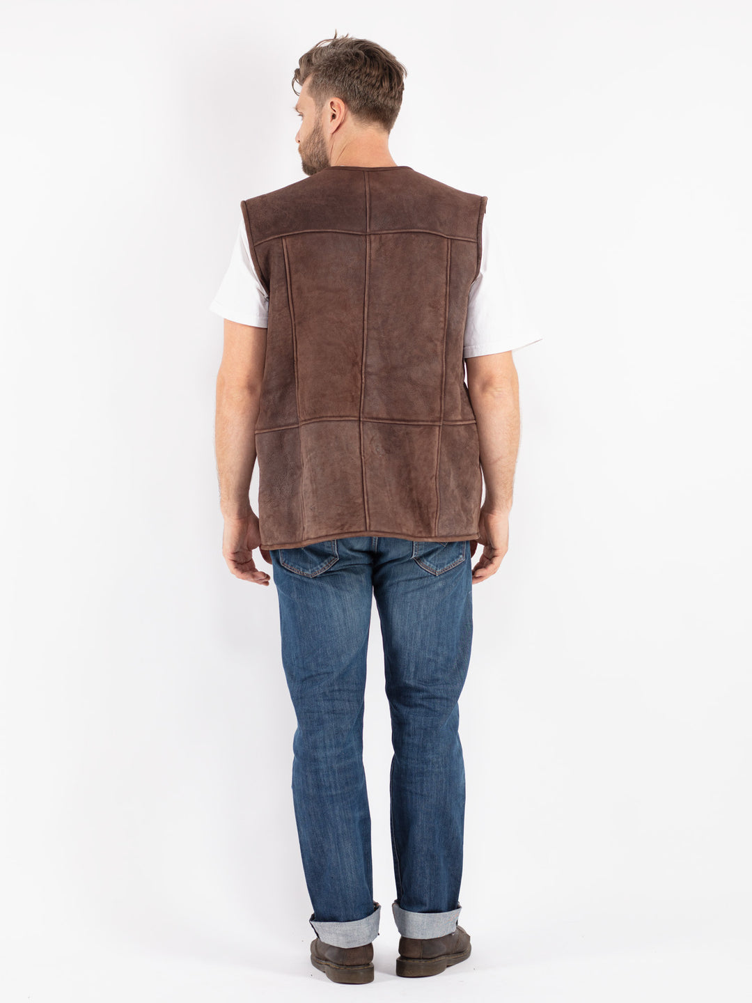 Vintage 80's Men Sheepskin Vest in Brown