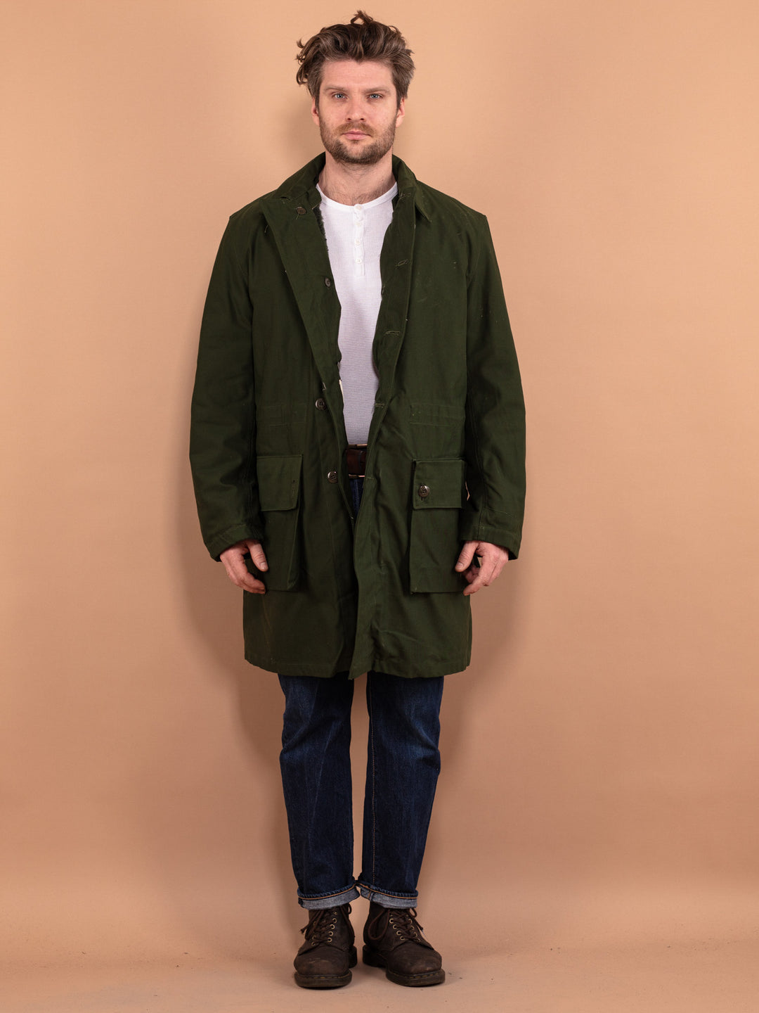 Vintage 80's Men Swedish Military Parka Coat in Green - NorthernGrip