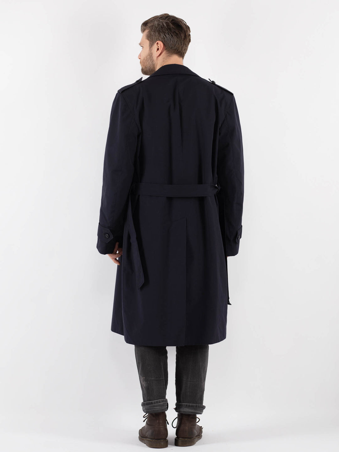 Vintage 80's Men Trench Coat in Blue