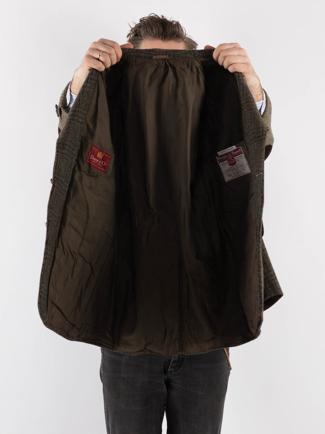 Vintage 80's Men Harris Tweed Jacket in GreenZ709