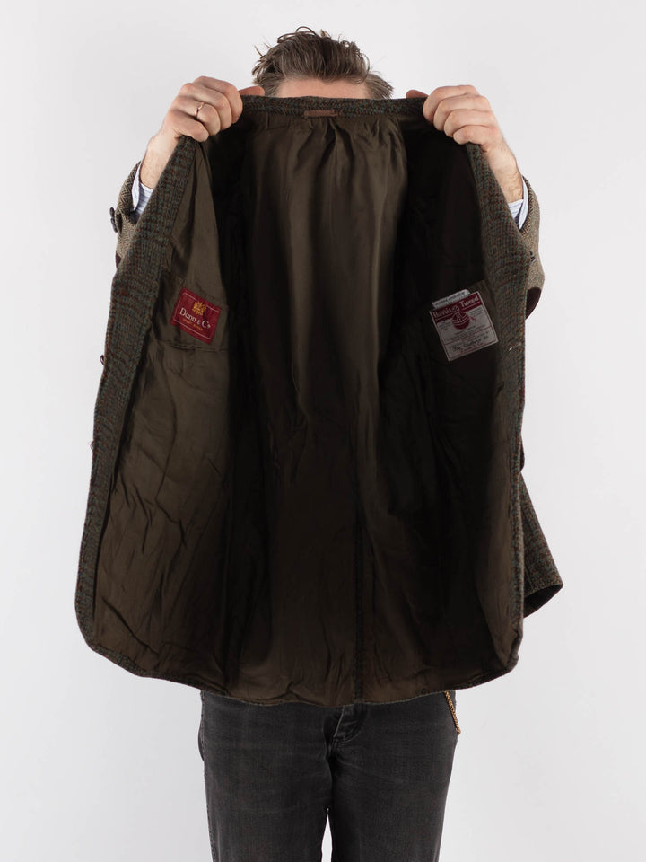 Vintage 80's Men Harris Tweed Jacket in GreenZ709