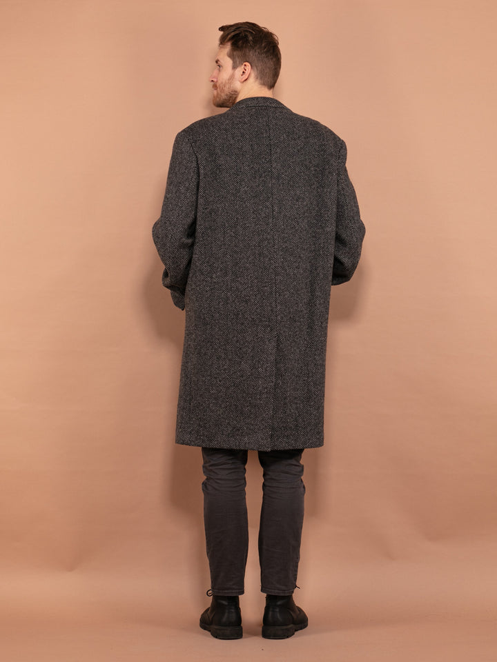 Vintage 80's Men Wool Coat in Grey - NorthernGrip