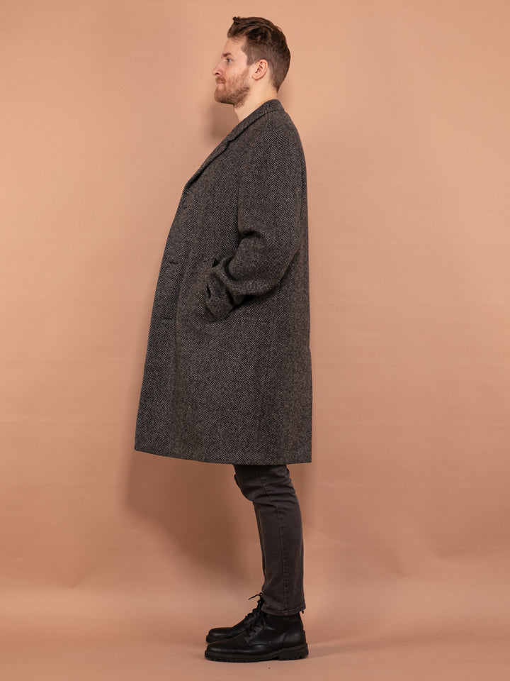 Vintage 80's Men Wool Coat in Grey - NorthernGrip