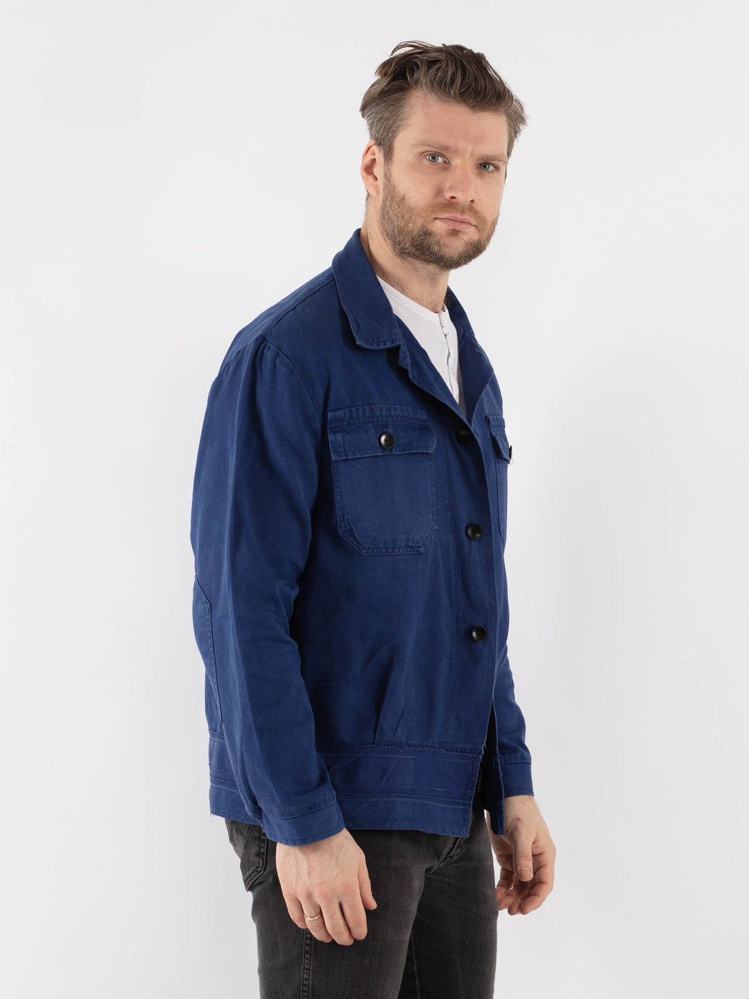 Vintage 80's Men Work Jacket in Blue