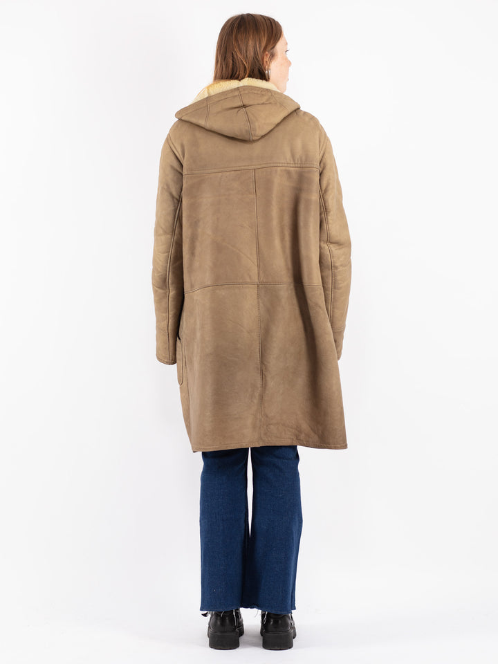 Vintage 80's Women Sheepskin Coat in Beige