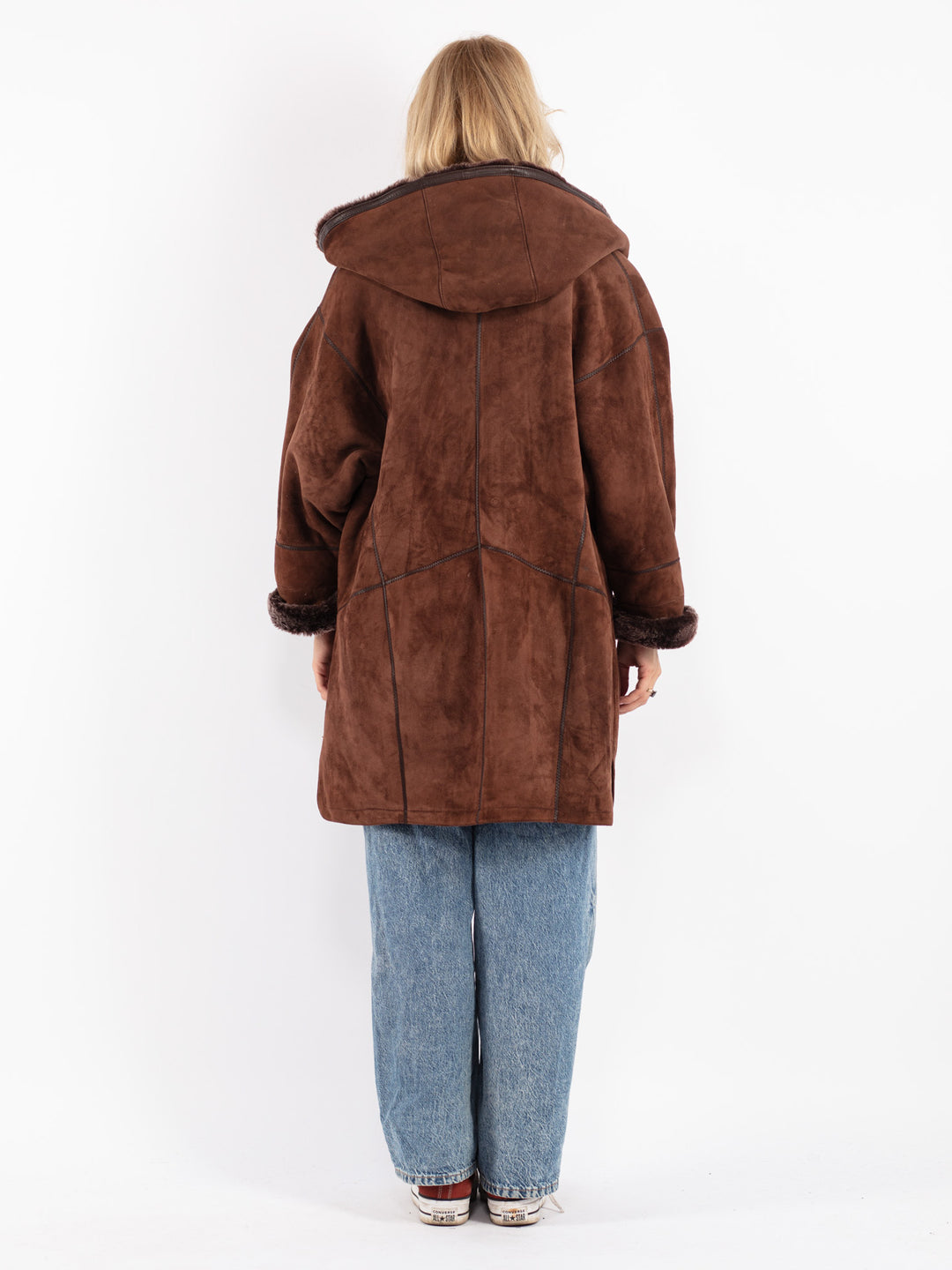 Vintage 80's Women Sheepskin Coat in Brown