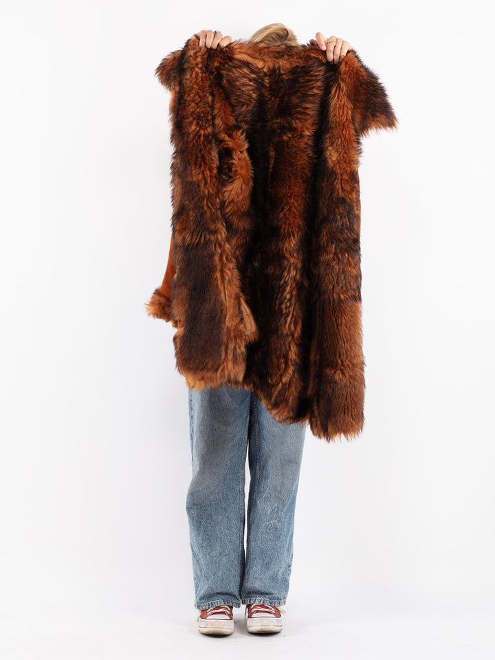 Vintage 80's Women Shearling Coat in Brown
