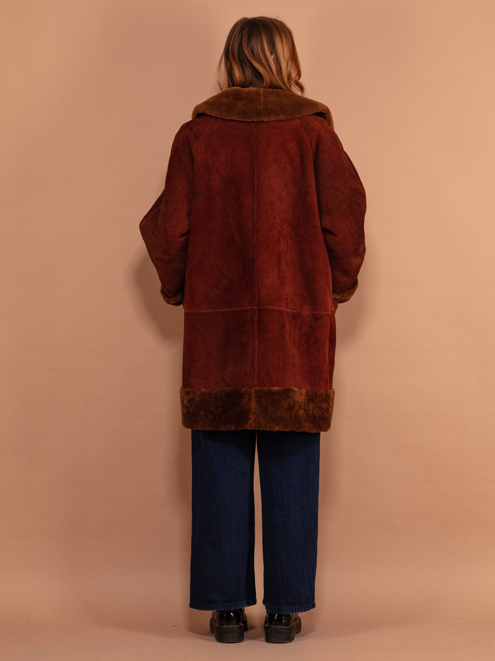 Vintage 80's Women Oversized Sheepskin Coat in Brown - NorthernGrip