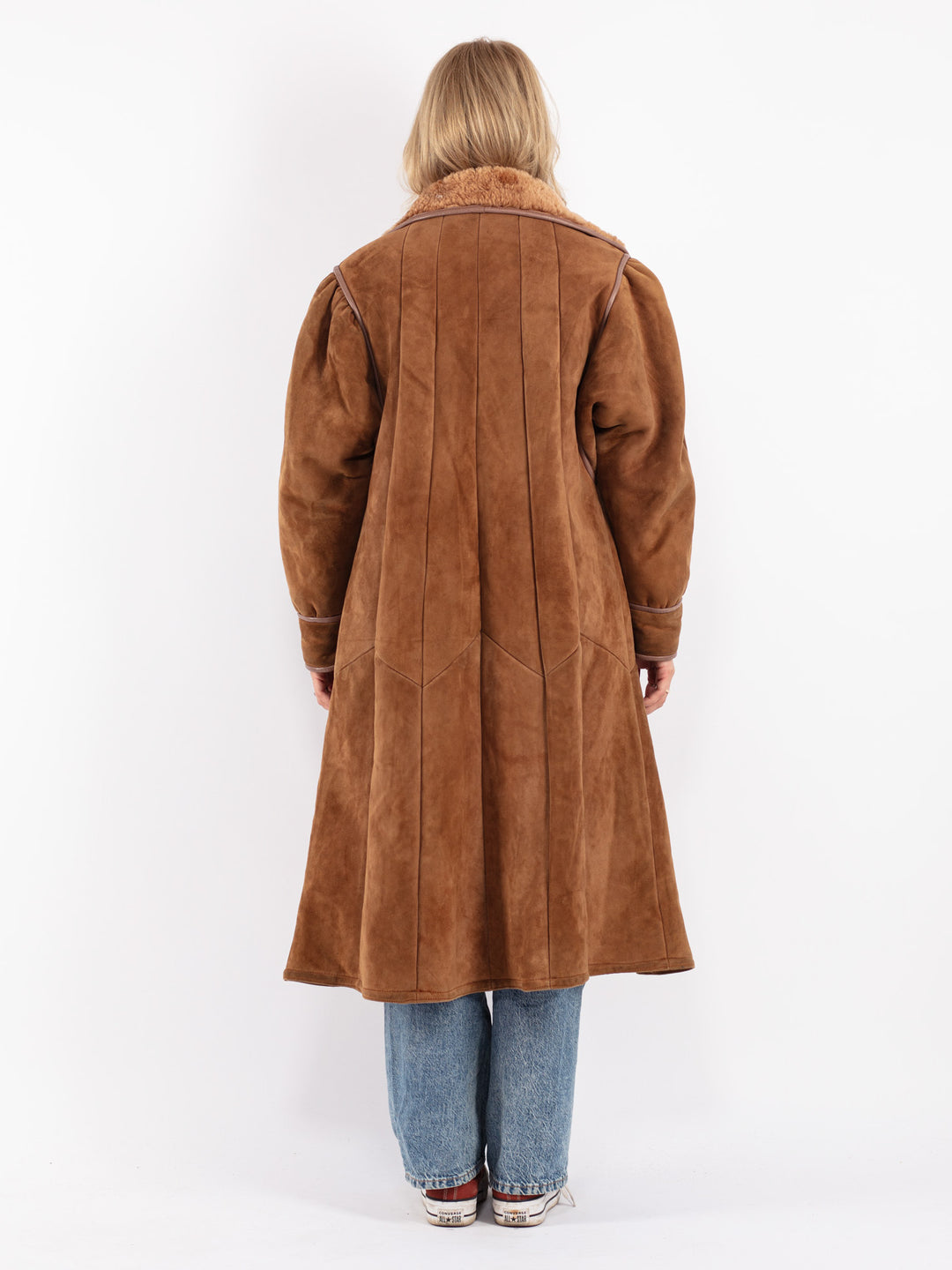 Vintage 80's Women Sheepskin Coat in Brown