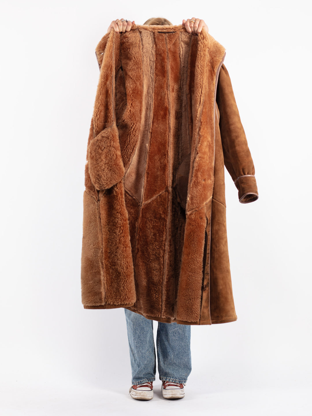 Vintage 80's Women Sheepskin Coat in Brown