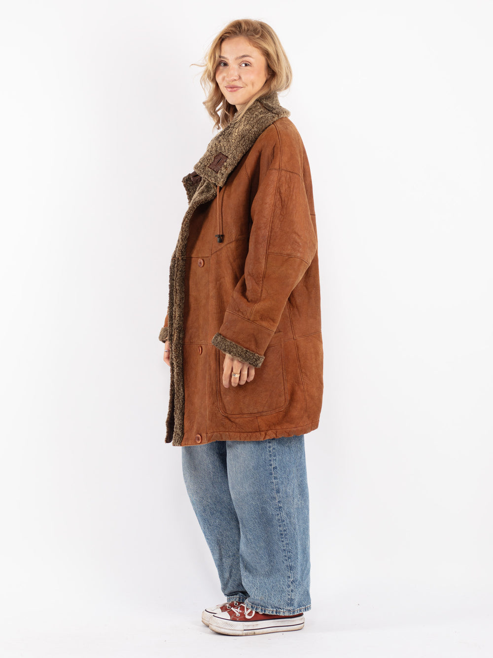 Vintage 80's Women Sheepskin in Brown