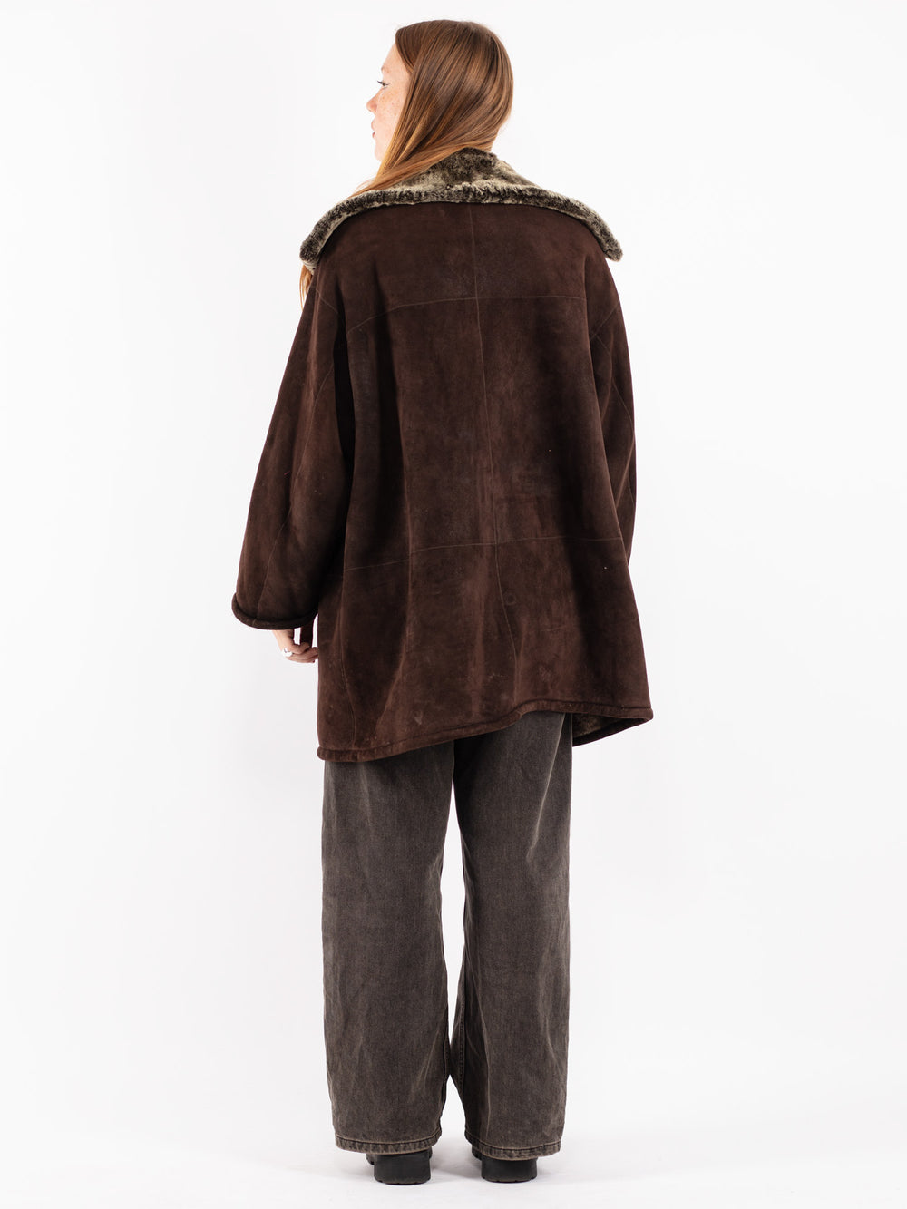 Vintage 80's Women Sheepskin Coat in Brown