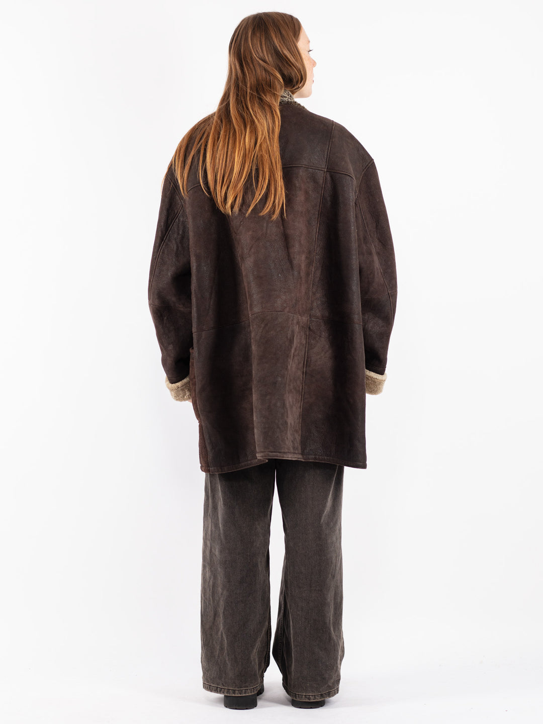 Vintage 80's Women Sheepskin Coat in Brown