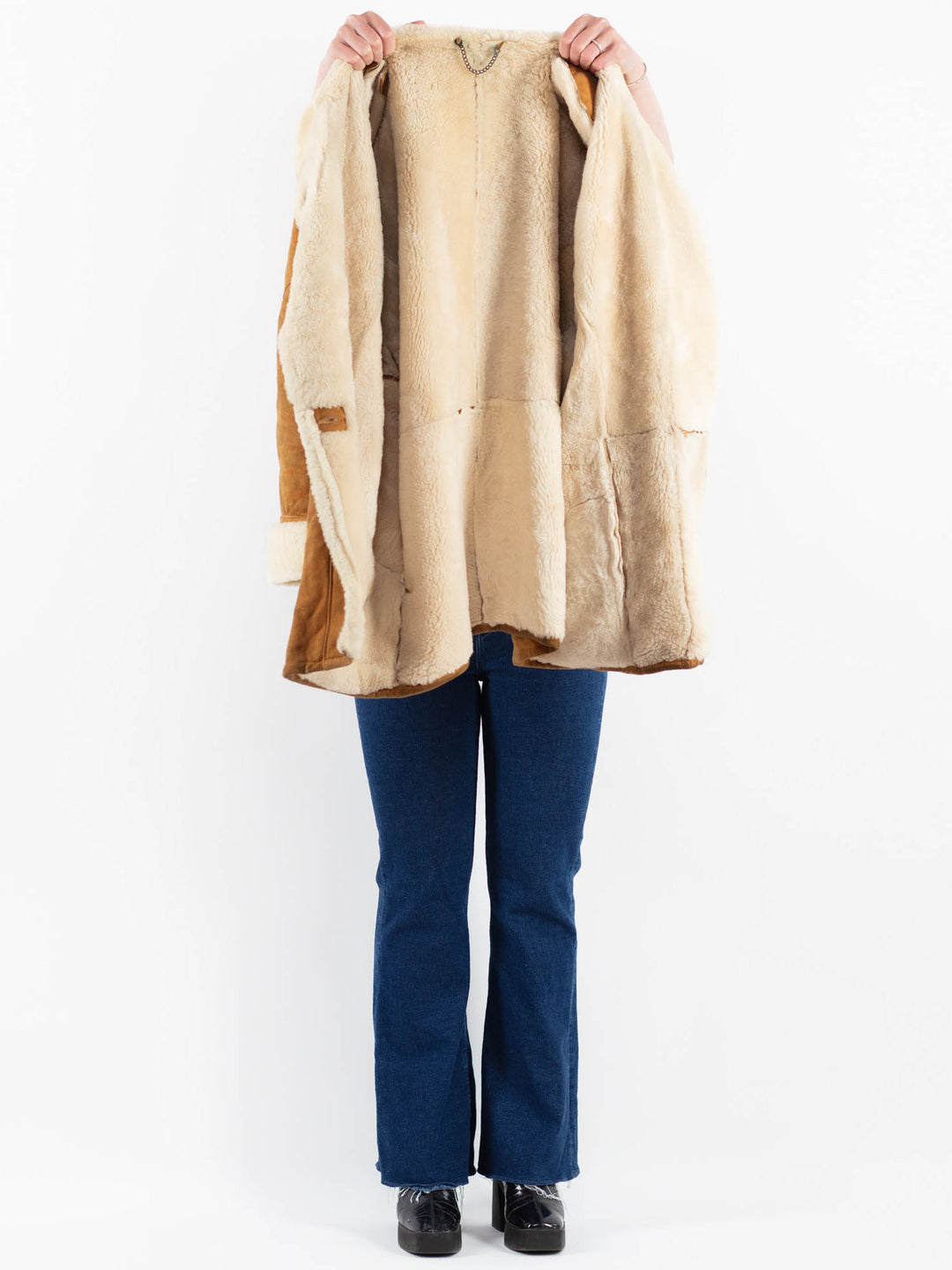 Vintage 80's Women Sheepskin Coat in BrownV9843