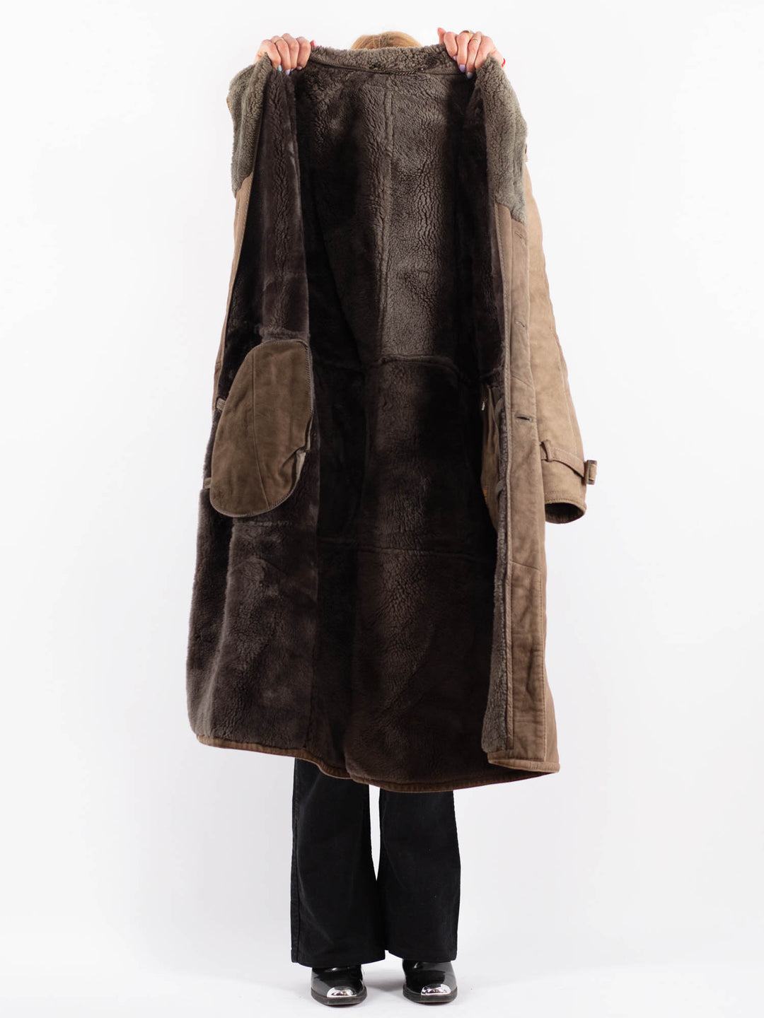 Vintage 80's Women Sheepskin Coat in BeigeV9645
