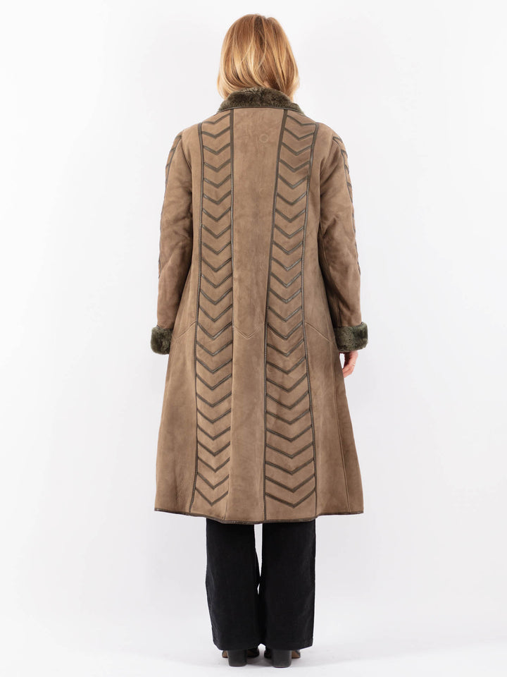 Vintage 80's Women Sheepskin Coat in BeigeV9650