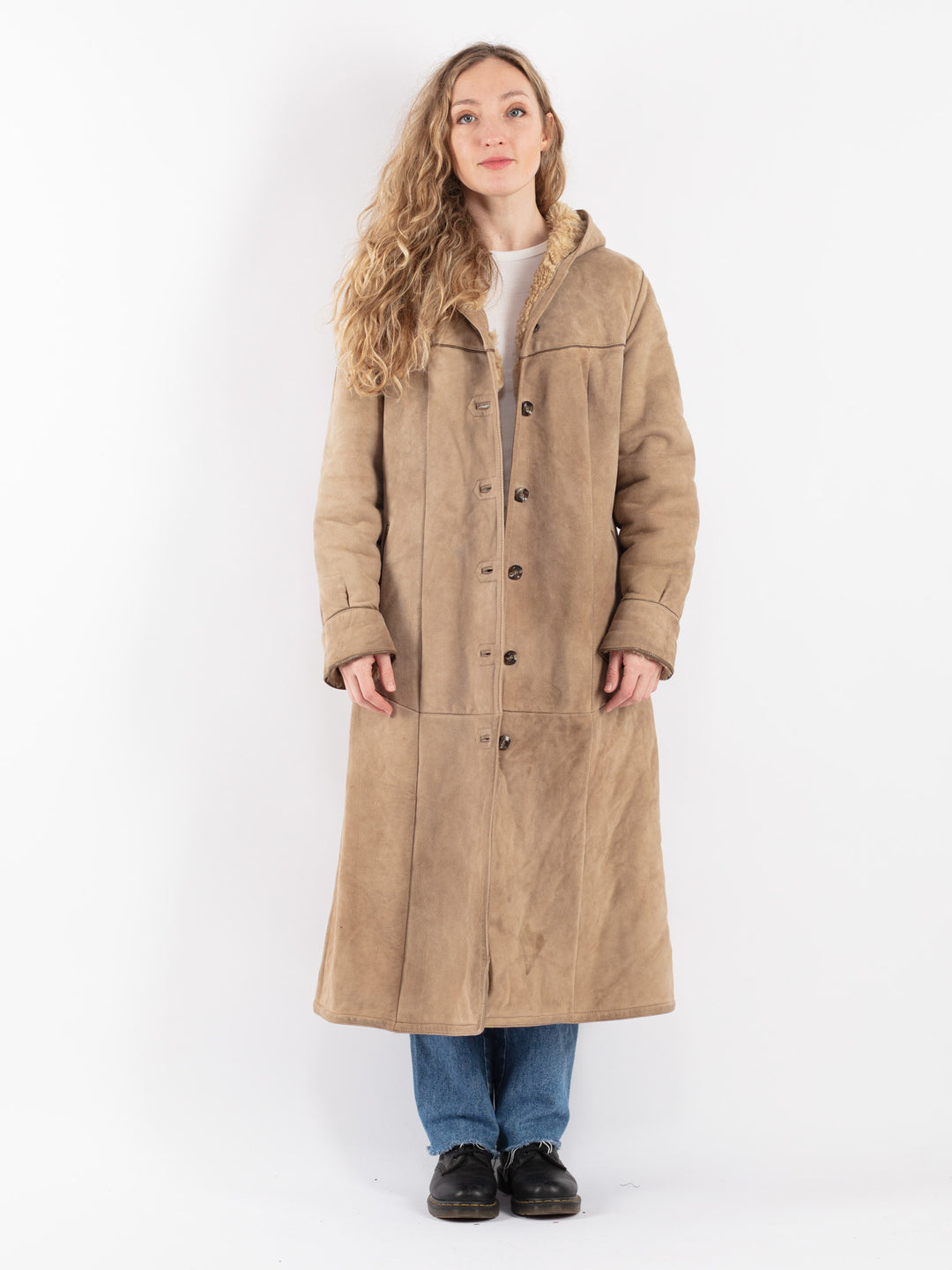 Vintage 80's Women Sheepskin Coat in BeigeV9039