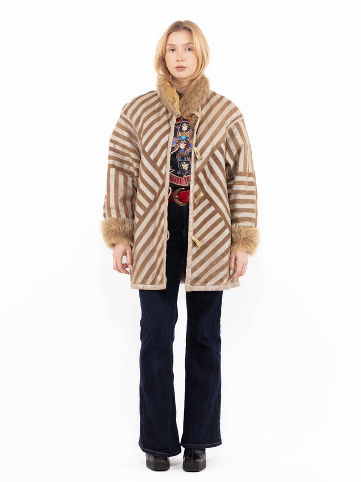 Vintage 80's Women Sheepskin Coat in BrownA1094