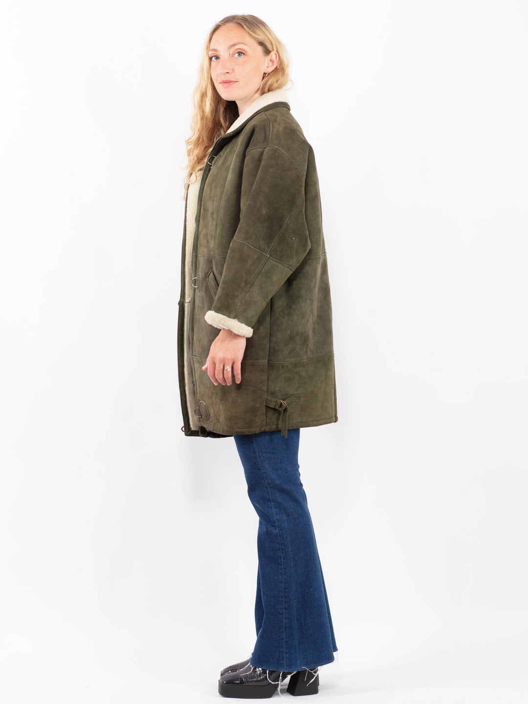 Vintage 80's Women Sheepskin in GreenA0366