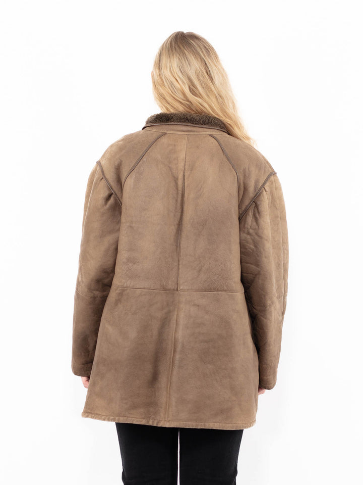 Vintage 80's Women Sheepskin Coat in BeigeA0894
