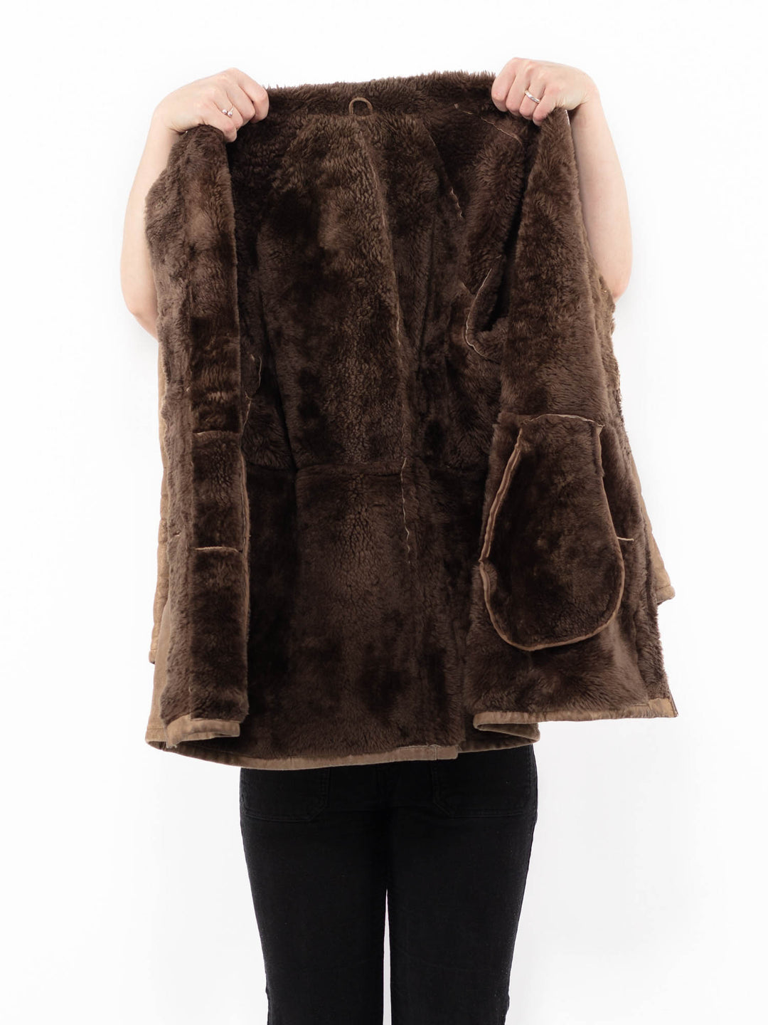 Vintage 80's Women Sheepskin Coat in BeigeA0894