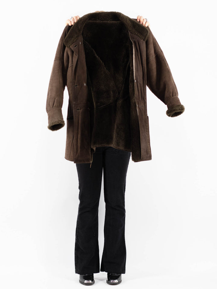 Vintage 80's Women Sheepskin Coat in BrownV9774